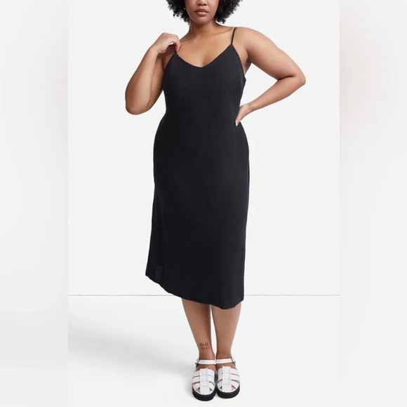 MATE the Label Linen Mini Slip Dress in Black 100% Linen - Picture 8 of 11